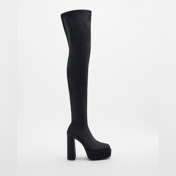 ZARA Fantastic Tik Tok Famous Fabric Over the Knee Tall Platform Boots🔥🔥🔥 - Picture 3 of 7